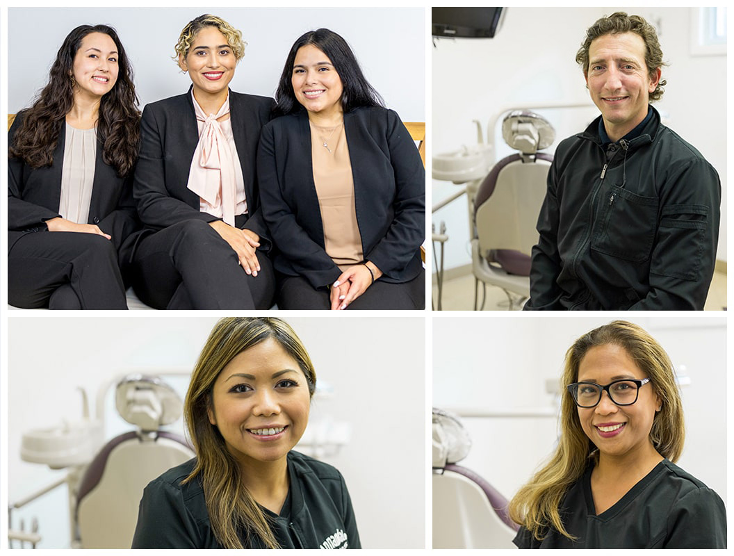 A collage of our team members and dental assistants smiling