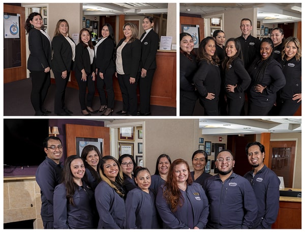 A collage of our team members and dental assistants smiling